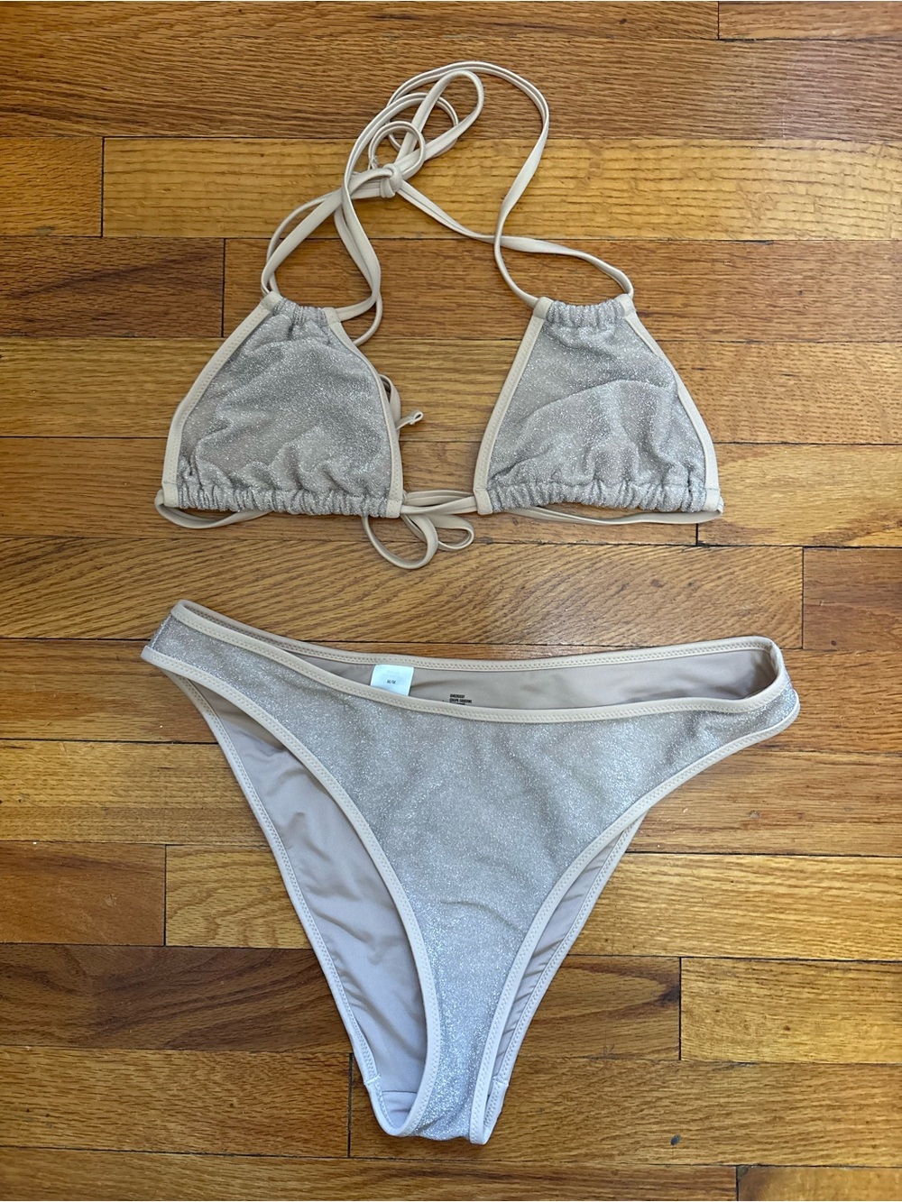 Aerie gold shimmer Triangle Bikini Set